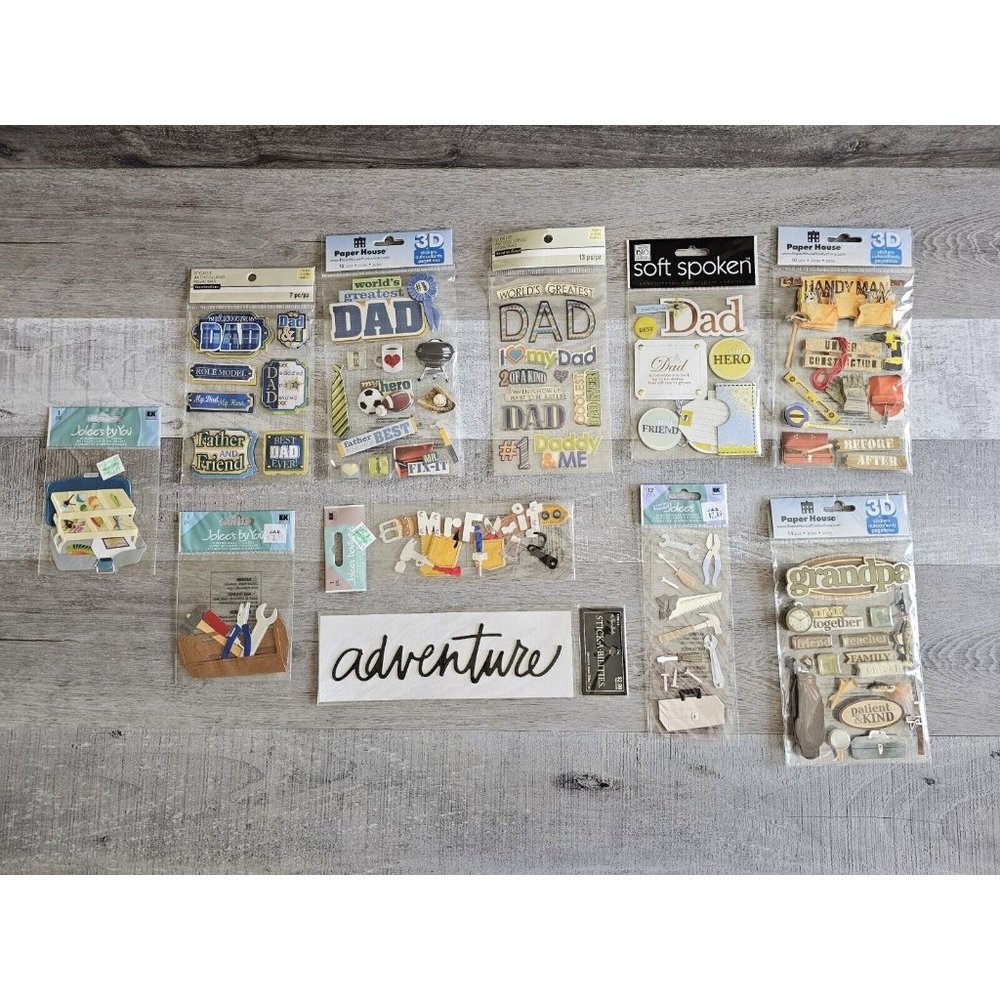 Sticker Lot - Family Dad Fish Tools Scrapbooking 3D Stickers Jolee's + RARE #17